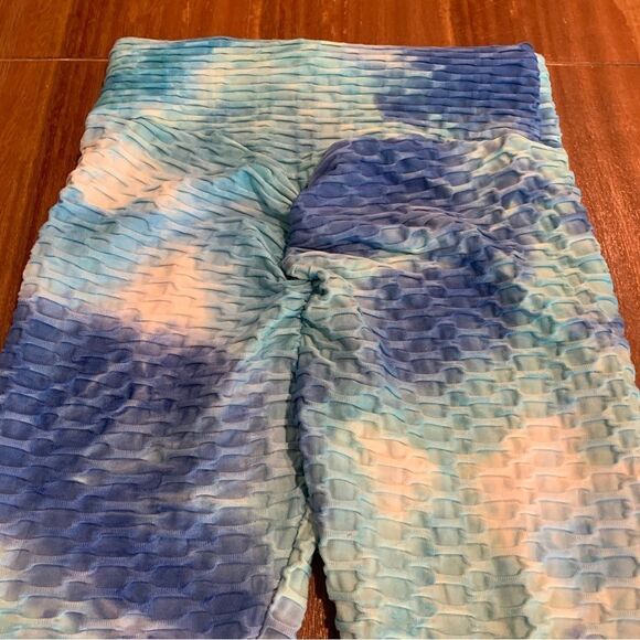 Beelu Athletic Tye Die Textured Athletic High Waist Leggings Ruched Butt Lift M - Picture 4 of 6